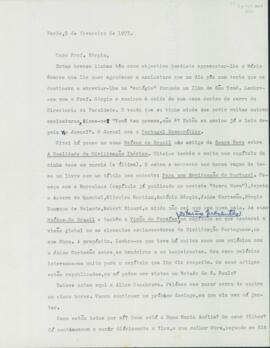 Carta de Joaquim Barradas de Carvalho a Sérgio Buarque de Holanda