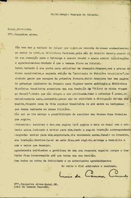 Carta de Luís da Camara Cascudo a Sérgio Buarque de Holanda