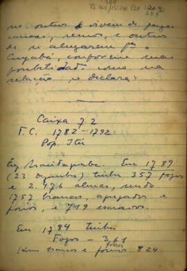Censo da população de Porto Feliz e nomes dos maiores escravistas 1792