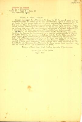 Carta do Capitão-mor Antônio da Silva Leite de Morais a D. João Carlos Augusto d' Oeynhausen