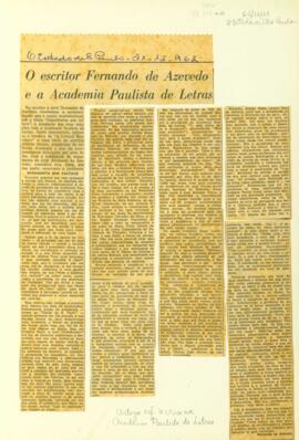 "O escritor Fernando de Azevedo e a Academia Paulista de Letras"