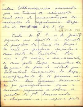Resumo de carta de D. Rodrigo Cesar a D. João V