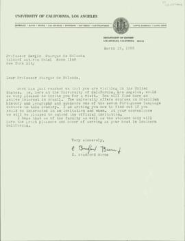 Carta, em inglês, de E. Bradford Burns, da Universidade da Califórnia, a Sérgio Buarque de Holanda