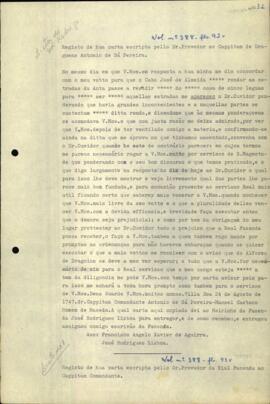 Registro de uma carta de Manoel Caetano Homem de Macedo