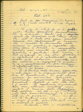 Fragmento de carta de José Bonifácio a Saldanha Marinho