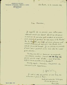 Carta, em francês, de J. Glénisson a Sérgio Buarque de Holanda