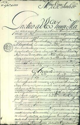 Ofício de Luís de Albuquerque de Melo Pereira e Caceres a Martinho de Melo e Castro