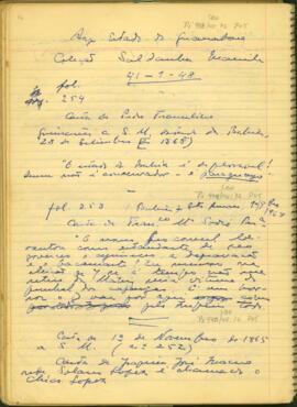 Fragmento de carta de Francisco Maria Sodré Pereira a Saldanha Marinho