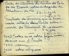 Anotações referentes a documentos sobre assuntos diversos
