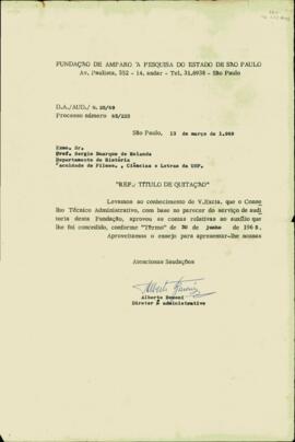 Aprovação das contas do auxílio da Fundação de Amparo à Pesquisa do Estado de São Paulo  (Fapesp)