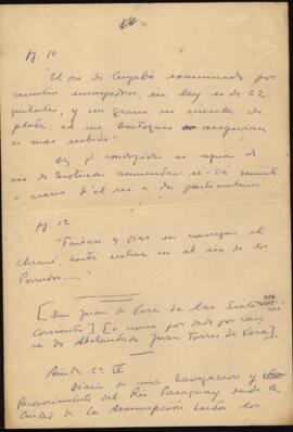 Fragmento do "Diário de uma navegacion y reconocimiento del Rio Paraguai desde la cidad de la Assumpción hasta los presídios portugueses de Coimbra y Albuquerque"