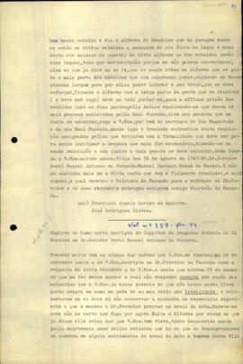 Registro de uma carta do Capitão dos Dragões Antônio de Sá Pereira
