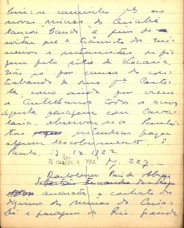 Resumo da certidão do Escrivão da Fazenda Real e Almoxarifado de Santos