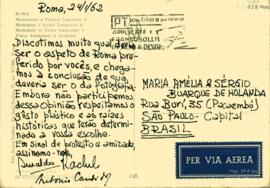 Cartão postal de Antônio Candido de Mello e Souza, Arnaldo e Rachel a Sérgio Buarque de Holanda