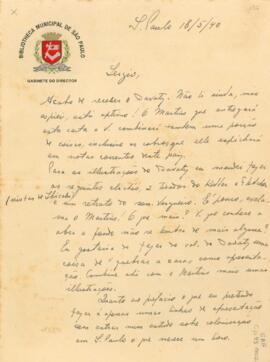 Carta de Rubens Borba de Moraes a Sérgio Buarque de Holanda