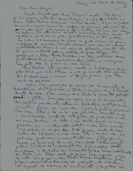 Carta a Sérgio Buarque de Holanda, de Paris, comentando sobre dois livros