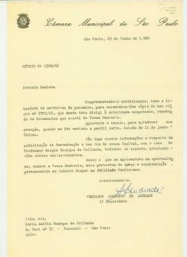 Ofício de Aurelino de Andrade a Maria Amélia Alvim Buarque de Holanda.
