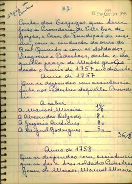 Prestação de contas de Manoel Rodrigues da Costa
