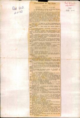 Portaria  GR n. 05, de 09 jan. 1963, publicada em DOE