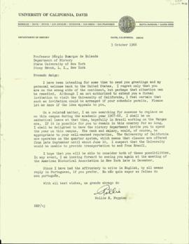 Carta, em inglês, de Rolie E. Poppino, da Universidade da Califórnia, a Sérgio Buarque de Holanda