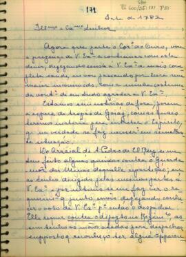 Carta de Antônio Rodrigues Gayoso a D. Luis de Albuquerque de Melo Pereira e Caceres