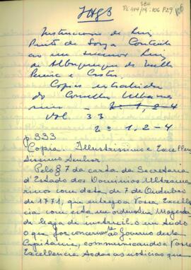 Instruções de D. Luís Pinto de Souza Coutinho ao seu sucessor D. Luís de Albuquerque de Melo Pereira e Caceres