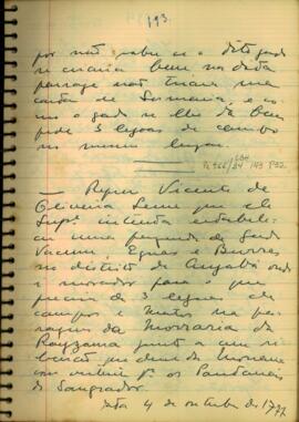 Requerimento de Vicente de Oliveira Leme a D. Luis de Albuquerque de Melo Pereira e Caceres