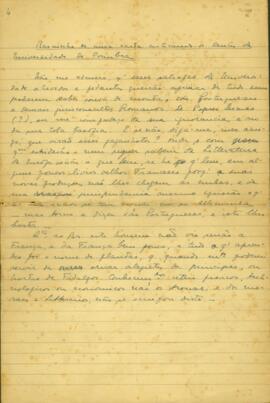 Trecho de uma carta criticando os lentes da Universidade de Coimbra