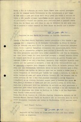 Registro de uma carta de Manoel Caetano Homem de Macedo