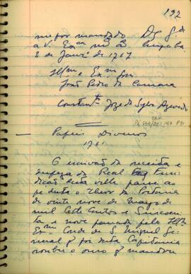 Carta de Constantino José da Silva Azevedo a João Pedro da Câmara