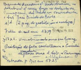 Anotações de documentos de D. Rodrigo Cesar de Menezes