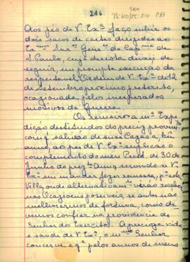 Carta de Cândido Xavier de Almeida e Souza ao Governador Capitão General da Capitania de Mato Grosso