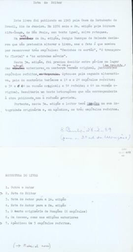 Rascunho da Nota do Editor para a 3ª edição do livro "Monções"