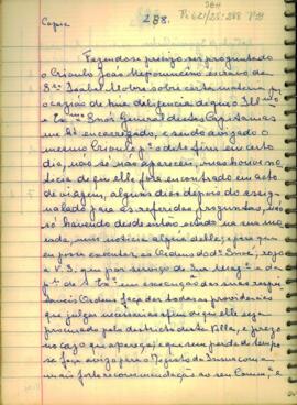 Carta de João Batista Duarte a José Paes Falcão das Neves