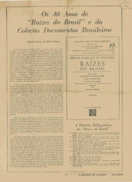 "Os 40 anos de 'Raízes do Brasil' e da Coleção Documentos Brasileiros"