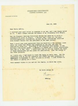 Carta de R. M. Morse a Maria Amélia Alvim Buarque de Holanda.