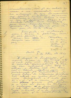 Fragmento de carta de Saldanha Marinho a Paranaguá
