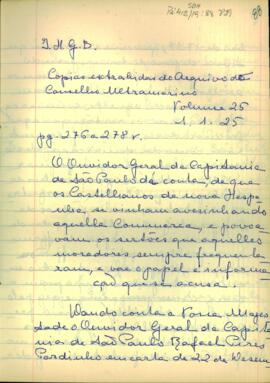 Carta do Conselho Ultramarino a S. Majestade e resolução derivada, 1721
