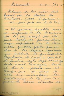 Relato de Andres de Montalvo sobre as costas brasileiras