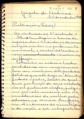 Excerto de um artigo de Antônio de Sena Madureira sobre a situação política