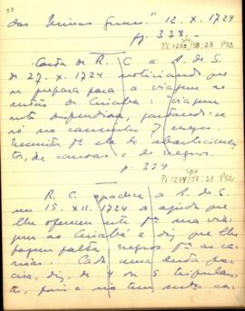 Resumo de carta de D. Rodrigo Cesar a D. Aires de Saldanha