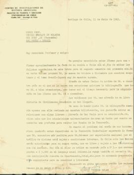 Carta, em espanhol, de Eugenio Pereira Salas a Sérgio Buarque de Holanda