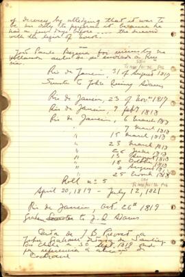 Notas sobre despachos de Thomas Sumter Jr. a John Quincy Adams