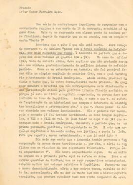 Carta de Sérgio Buarque de Holanda a Artur César Ferreira Reis