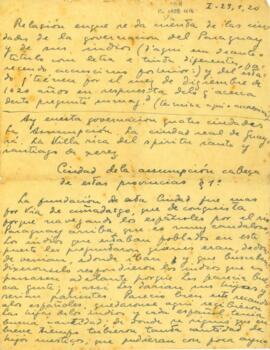 Fragmento, em espanhol, do texto "Relacion en que se da cuenta de las ciodades de la governacion del Paraguay e de sus indios"