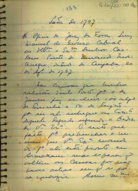 Ofício de Luis Manoel de Moura Cabral a Caetano Pinto de Miranda Montenegro
