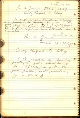 Fragmento de correspondência do Conde [Ragnet] a Henry Clay