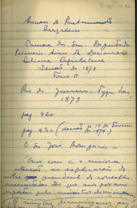 Discursos de José Bonifácio e outros políticos, 1879