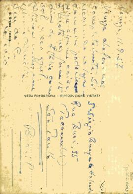 Cartão postal de Octávio Tarquínio de Souza a Sérgio Buarque de Holanda