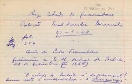 Fragmento de carta de Pedro Francelino Guimarães a Saldanha Marinho